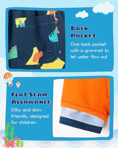 Image of SURF CUZ Boys Swim Trunks with Boxer Brief Liner Toddler Boy Stretch Swimsuit Shorts Quick Dry Swimming Trunks Bathing Suit