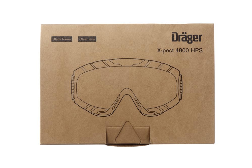 Dräger Korbschutzbrille X-pect 4800 HPS für HPS Helme 4100/4300/4500/6200 | Vollsichtbrille mit Doppelscheibe aus Acetat/Polycarbonat - schwer entflammbares HPS-Brillenband - Anti-Beschlag/-Kratz.