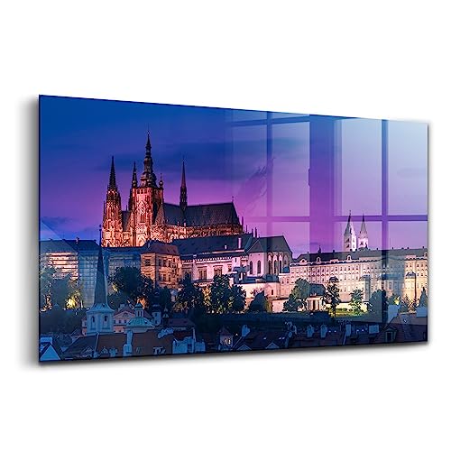 Peinture sur verre d'art haut de gamme Prague Wallfluent 120x60cm pour bureau