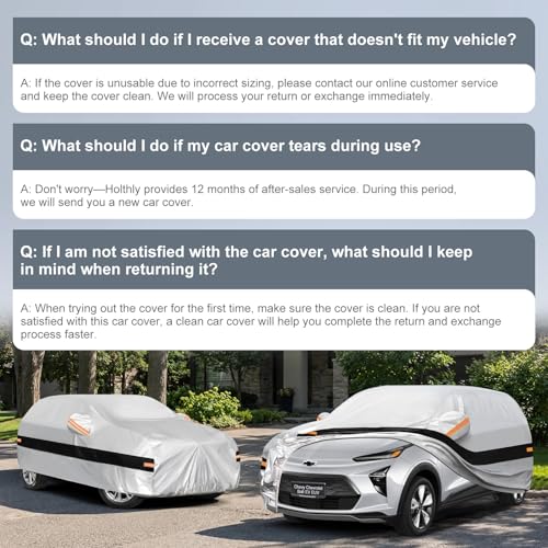 Image of 10 Layers SUV Car Cover Custom Fit for Chevy Chevrolet Bolt EV EUV (2016-2026), Waterproof All Weather for Automobiles, Outdoor Full Cover Sun Dust Rain Protection with Cotton. Silver