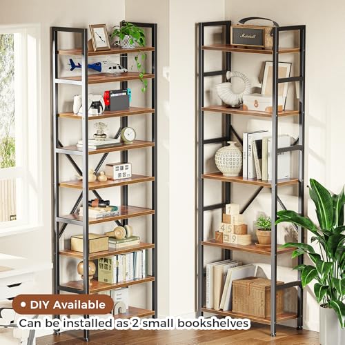Image of SUPERJARE Triple Bookshelf, Bookcase with 14 Open Display Shelves, Wide Book Shelf Book Case for Home & Office, 5 Tier, Brown