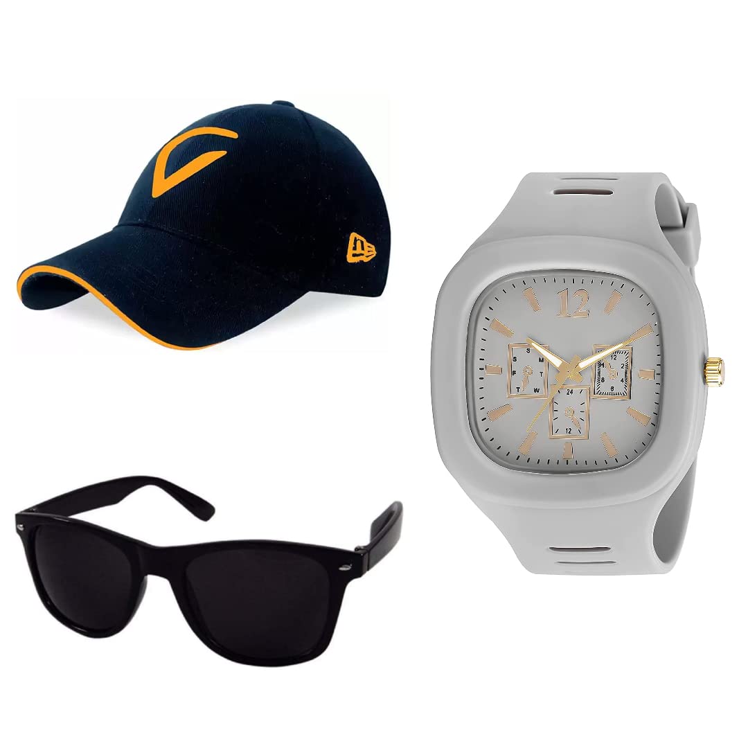 UNEQUETREND Analog Sports Watch, Analog Watch for Boys & Men with Cap and Sunglasses, Combo Pack of 3- WCS-2626- Grey (B09SKTMSYH) Amazon Price History, Amazon Price Tracker