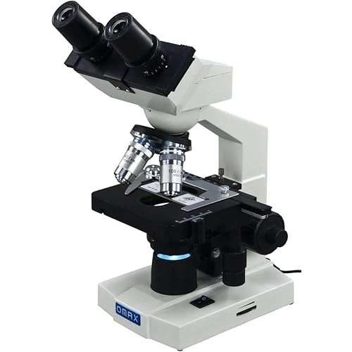 OMAX M82E Series LED Binocular Compound Lab Microscope - 40X-2000X Magnification - Microscope Kit with 100 Blank Slides & Cover Slips