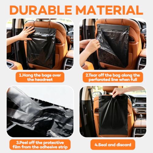 Image of 40 Count Hanging Car Trash Bags, Disposable Leak-proof Garbage Can for Car