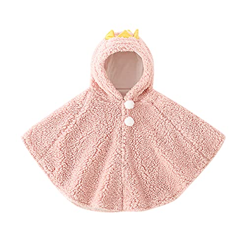 Wlabe Unisexe bébé Enfants Tout-Petits à Double Face Usure Capuche Cape Cape Hiver Chaud Doux Poncho Hoodie Manteau Peau Baby Friendly Cape, Rose, Taille unique Cover