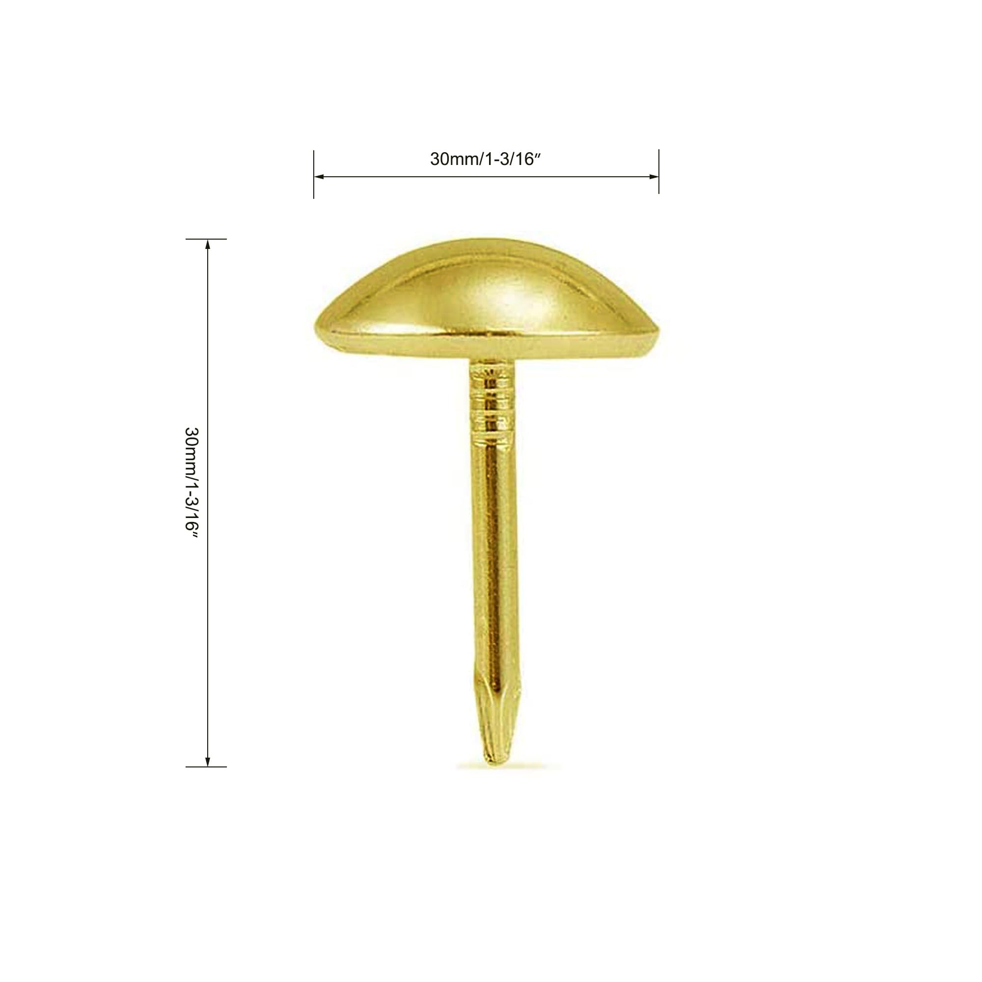 30mm Gold Antique Upholstery Nails, Round Large-Headed Nail, Furniture Tacks for Furniture Cork Board Wooden Furniture Decorative DIY Projects 20Pcs (Gold, 1-3/16