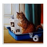 Stupell Industries Litter Box Reading Funny Cat Pet Painting Wall Plaque, 12 x 12, Design By Artist Lucia Heffernan