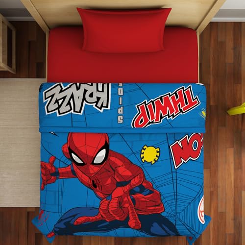 Image of Welspun Spider-Man AC Blanket for Kid | 300 GSM Duvets for Single Bed | Anti- Pilling & Skin Safe Dohar Single Bed, Diwali Gifts | (60 inch X 87 inch Inches) - Red