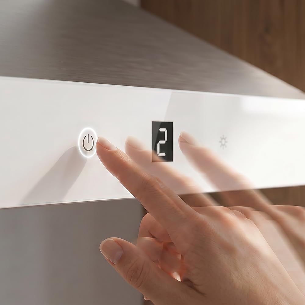 Cecotec Hotte Aspirante Pyramidale 60 cm Bolero Flux PT 604400 Inox A+++. Verre Frontal Blanc, Aspiration 449,5 m³/h, Commande Tactile Invisible, Fonction Booster, Filtres Lavables, Classe A+++