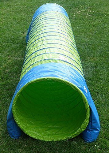 Callieway® Dog Agility Tunnel Profi Hunde Tunnel Agility Gerät (Stützsandsäcke bereits inklusive) (3m, limettengrün)