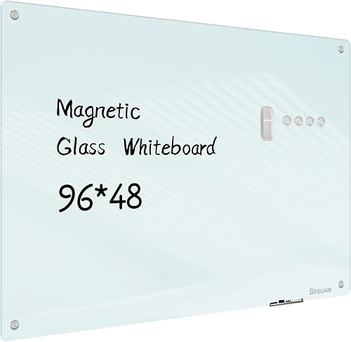 Miniatura 7 de Pizarra magnética de vidrio – Pizarra de cristal de borrado en seco de 48 x 36 pulgadas, gran tablero de vidrio sin marco para paredes, oficina,