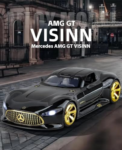 Image of Benz AMG Vision GT Toy Car 1:32 Diecast Metal Model - Pull Back Alloy Car with Openable Doors, Lights & Sound, Premium Collectible Gift for Boys, Men & Cars Lovers (Black)