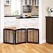 PAWLAND Wooden Freestanding Foldable Pet Gate for Dogs, 24 inch 3 Panel Step Over Fence, Dog Gate for The House, Doorway, Stairs, Extra Wide, Espresso