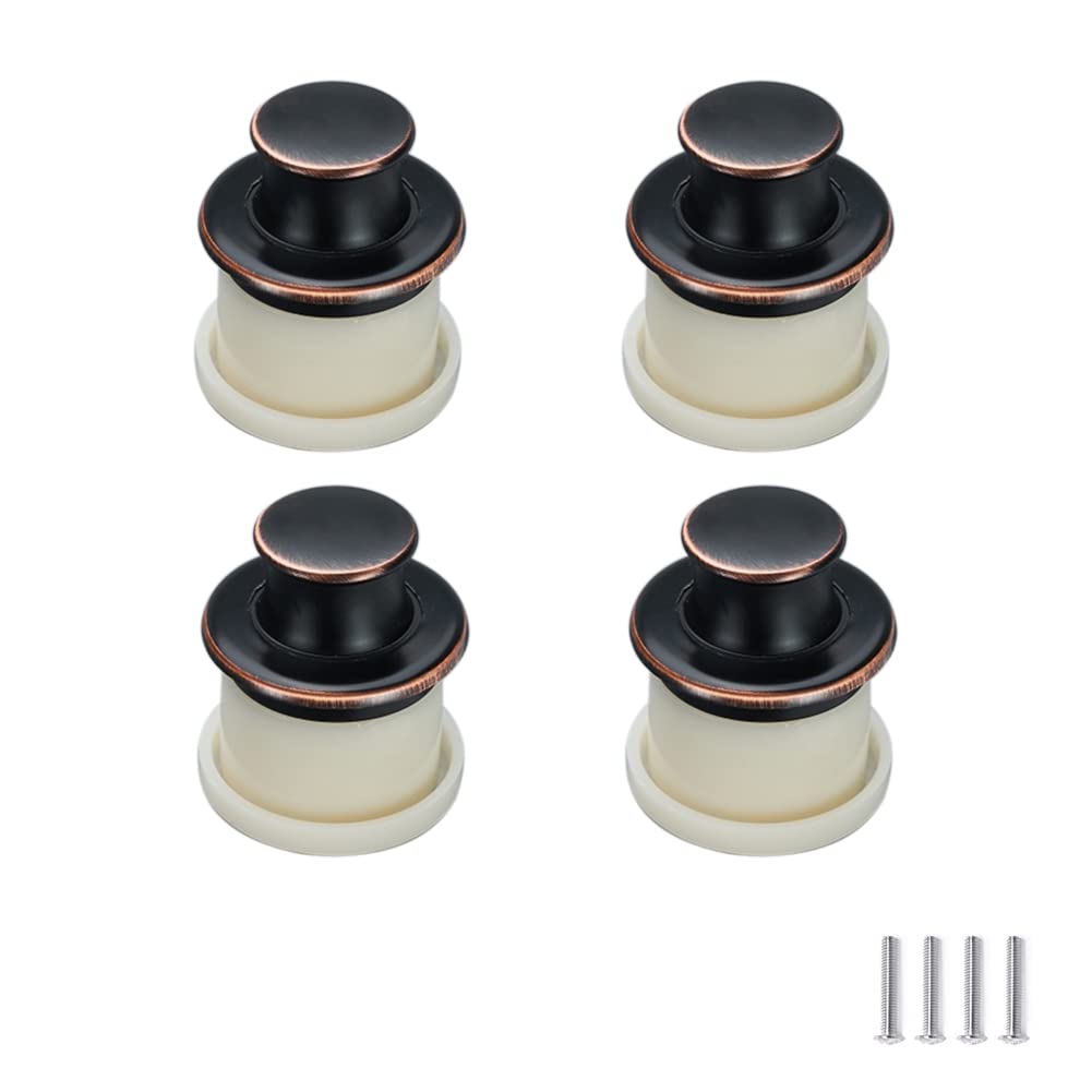 SYDARSYN 4 Pcs Push Button Pop-up Drawer Handles Concealed Handle Kitchen Invisible Cabinet Handles Knobs Round Embedded Handle Single Hole Drawer Knobs (Black-Red)