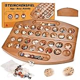 Wooderma Hus Bao Kalaha Steinchenspiel Mancala aus Holz mit Edelsteinen, Edelsteinspiel, Muschelspiel, Strategiespiel, Bohnenspiel für 2 Spieler