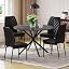 Cement Grey & 4 Black Leaf Pattern Chairs