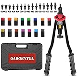 GARGENTOL Rivet Nut Tool Kit, 16-Inch Rivnut Tool with 15 Metric & SAE Mandrels and Rivet Nut Gun, Rivnut Tool Kit Assortment, Nutsert Tool Kit with Carrying Case
