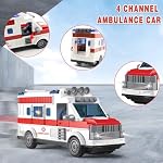 Spobot Remote Control Ambulance 2.4G RC Car Aid Truck Toy Model with Flashing Lights Sound Friction Powered Emergency Rescue Electric Vehicle Playsets Cars for Kids Toy