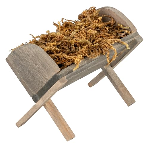 MaMeMi FUTTERKRIPPE mit Moos aus Holz [ca. 7 x 5 x 5 cm HANDGEFERTIGT]...