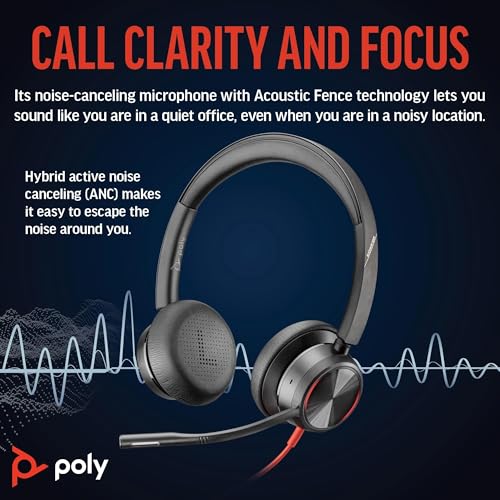 Image of Poly Blackwire 8225 Premium Wired Headset (Plantronics) - Active Noise Canceling - Hi-fi Stereo - Connect to PC /Mac - Certified for Microsoft Teams - Amazon Exclusive