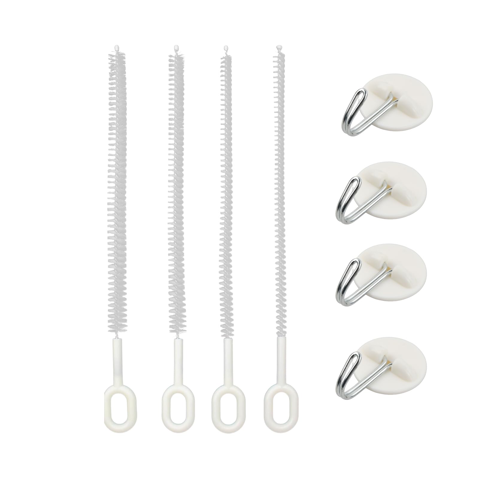 Lot De 4 Brosses Nettoyantes Pour Pailles Multi-diamètres (6-12 Mm) + 4 Crochets Adhésifs Réutilisables