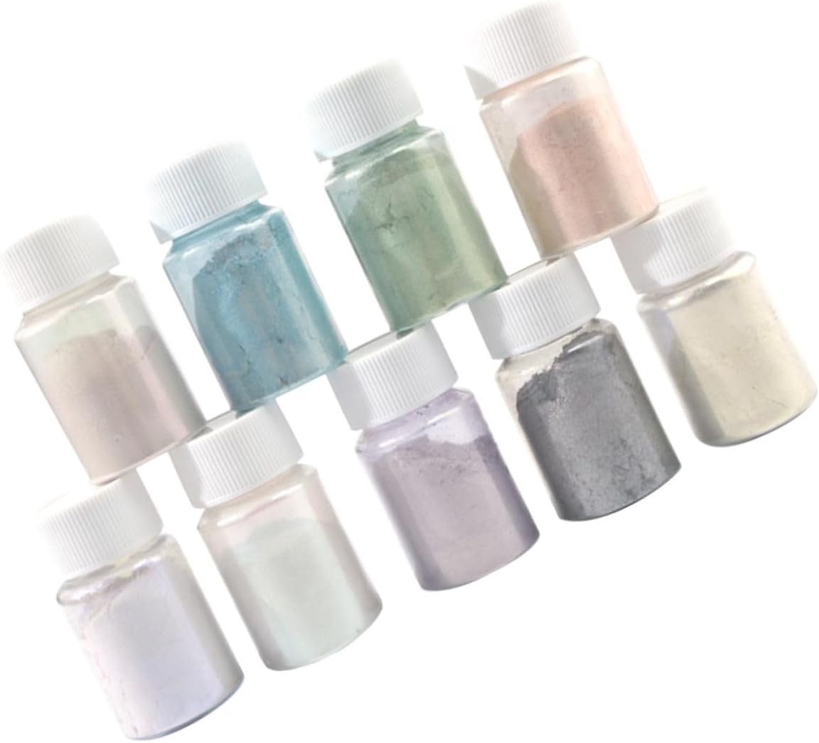 Wakauto Cosmetic to Making Powder Pigment Mica Set 9pcs for Soap Organic and Easy Use Plastic Pigment Supply Kit Color and Cosmetics, for DIY Paint and Epoxy Resin