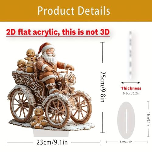 Estatuetas de Papai Noel, Escultura de Papai Noel, 2D Acrílico Desktop Santa Ornament Andando Quadri