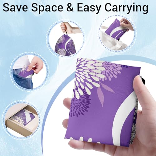 Image of Abstract Flower Gymnastics Grip Bag Purple Drawstring Gym Storage Pouch for Holding