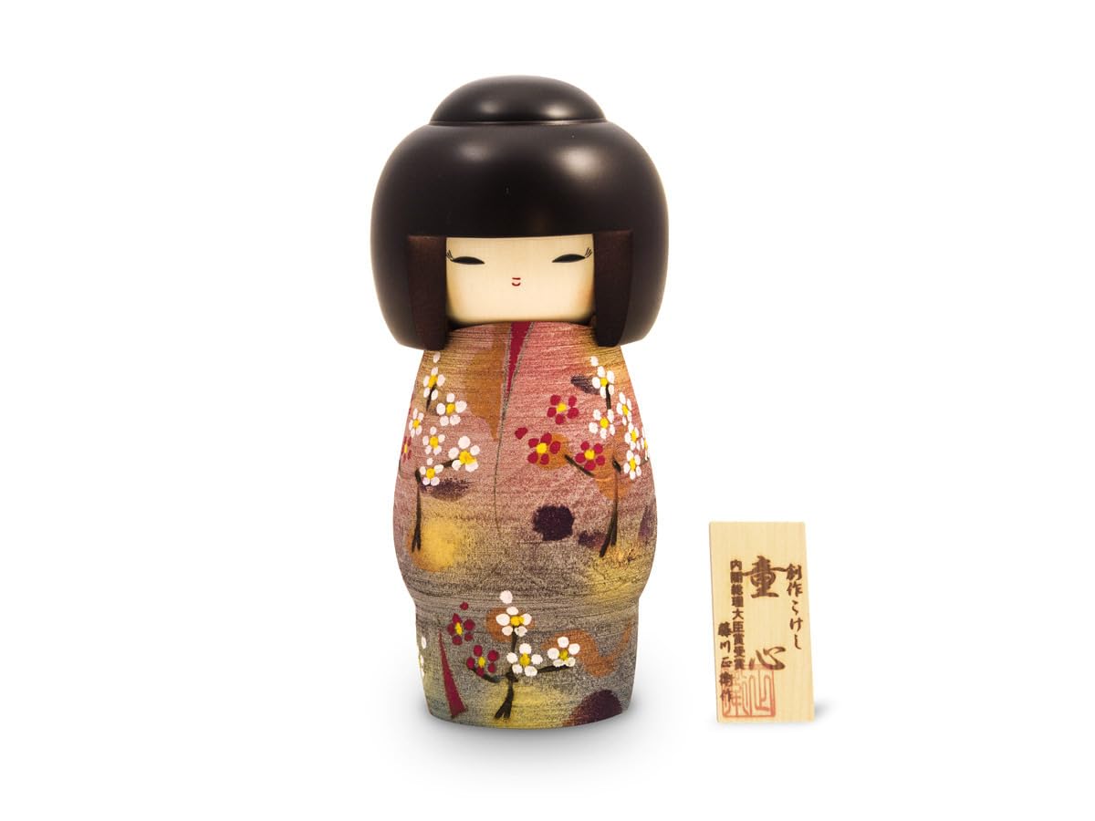 Kokeshi Doshin, original japanische Holz-Puppe, handgeschnitzt, von Hand bemalt. Kunst aus Japan für Dekoration, als Glücksbringer, Sammlerpuppe, Talisman. Geschenk SCHÖNER GEIST, 20,5 cm