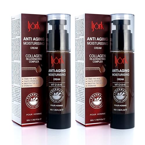 ljörk 2 x Men’s Anti-Aging for Face and Neck – Anti Wrinkle and Skin Toning | Moisturizer for Firm, Smooth Skin | Lightweight & Non-Greasy | Unscented