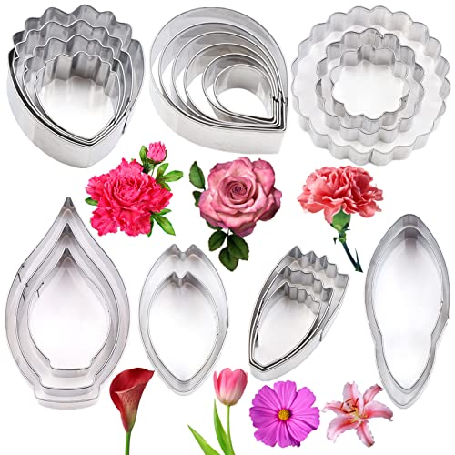 7set Stainless Steel Gum Paste Flower Cutter Sugar Petals Cutter Fondant Sugar Paste Flower Cookie Cutter DIY Modelling Tools for Wedding Birthday Cake Decorating Tools