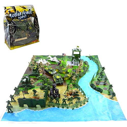 90 Pièces Militaire Figurines Set, Ensemble de Jouets Militaires avec Carte, Jouet Armée Soldats Mini Figurines Militaires en Plastique Éducatifs Jouet pour Enfants Garcons