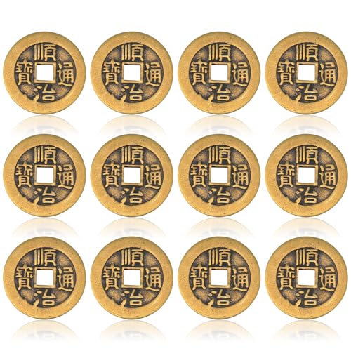 Chinese Feng Shui Fortune Coins I Ching Brass (12-Pack)