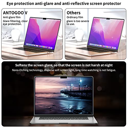 Antogoo V 2 Pack Compatible With Macbook Air 13.6 Inch (2022-2024, M2, M3) Blue Light Screen Protector, Anti Glare Anti Scratch Laptop Screen Protector Guard thumb #2