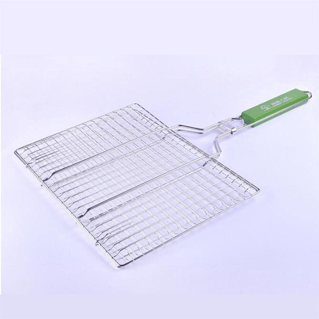 misppro Griglia portatile in acciaio inox per barbecue, per pesce, verdure, bistecca, gamberetti, costolette e molti altri alimenti. Ottimo e utile strumento per barbecue, rete per grigliare carne