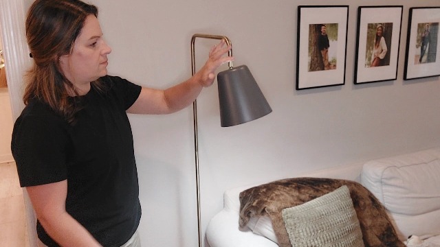 Image of HarvestLand Steady Floor Lamp, Reading Lamp for Living Room, Grey Brass | 345 Shade adjustable Reading Floor Lamp for overchair, Bedroom Lamp, home decor