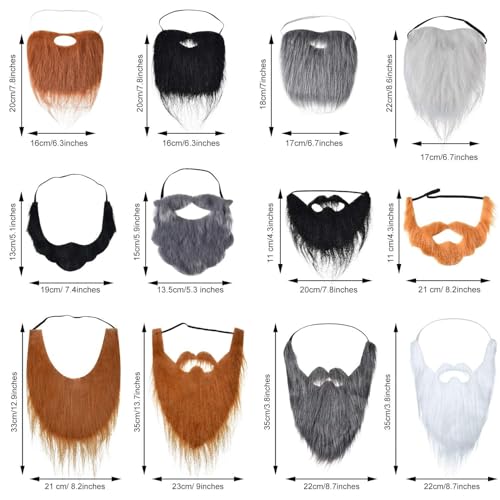 Willbond WILLBOND-HALLOWEEN FAKE BEARD-01 12 Pcs Halloween Fake Beard Funny Fake Mustache Costume False Whiskers Facial Hair Disguise Accessories thumb #1