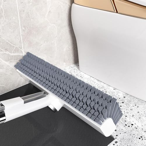 Image of 3 in 1 Bathroom Cleaning Brush with Wiper - Heavy Duty 51 inch Long Handle 360 Rotate Floor Scrubber Brush, Tiles Cleaning, Floor Scrub for Kitchen and Bathroom Wall