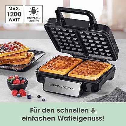 GOURMETmaxx Waffeleisen für 2 Belgische Waffeln | Waffelautomat mit Antihaftbeschichtung, Cool-Touch Griff und Kontrollleuchte | Duftende belgische Waffeln ganz einfach zubereitet – Bild 3