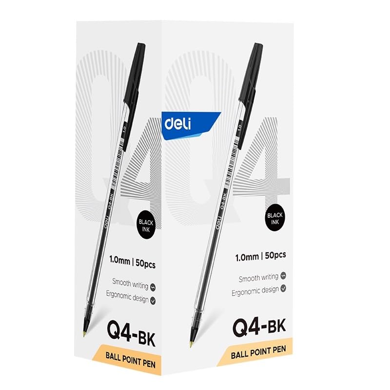 Deli THINK Ballpoint Pen Clear Barrel Black - Box of 50 : Amazon Deli THINK Ballpoint Pen Clear Barrel Black - Box of 50 : Amazon