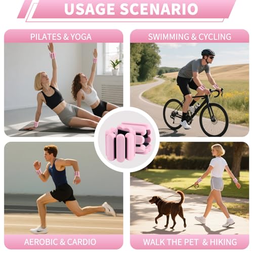 Image of Wrist Weights - Adjustable Ankle Wrist Weights for Women & Men - Set of Weighted Bangles 2 lbs (1 lb Each) | Arm and Leg Weights for Pilates, Yoga, Running & Walking