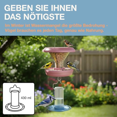 SWISSINNO Vogeltränke „Zug“ SMAR Birds Hellblau – UV resistente Vogeltränke aus robustem PC und ASA Kunststoff – Wasserspender für Wildvögel Balkon Terrasse Garten – Langlebig + leicht zu reinigen