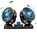MENQANG Ventilatore Auto 360° Ruotabile Ventola 12V Due Teste Elettrica Estate Raffreddamento 2 velocità Accendisigari Auto per SUV RV ATV Camion Camper (Nero)