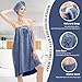 HJMJY Bath Wrap Towels for Women – Adjustable Spa Shower Wrap with Super Absorbent Microfiber, Quick-Dry Body & Hair Towel Set for Home, Hotel, Beach, Pool, Gym, Travel – Blue