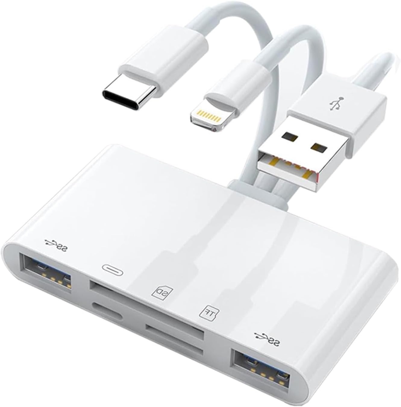 for iOS to SD TF Memory Card Reader 3 in 1 USB OTG Adapter with Port for(5 in 3 Card Reader)