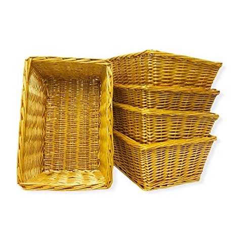 Fine Gifts UK Wicker Storage and Display Presentation Hamper Tray Bundle of 5 Cover