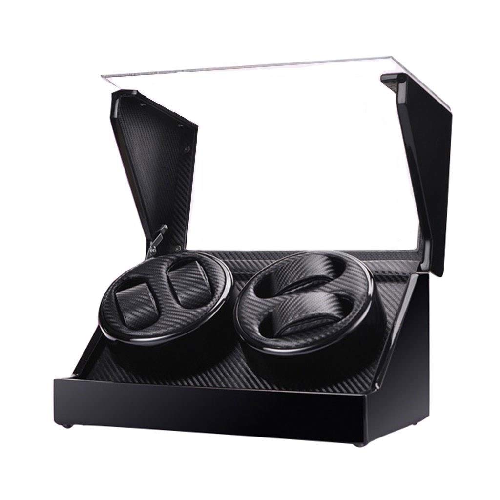MZP Carbon Fibre Automatic Watch Winder 4 Winder Positions Quiet Motor Antimagnetic Design for 4 Watches (Color : Black)