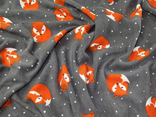 Minerva Crafts Tissu polaire Motif renards Gris – au mètre