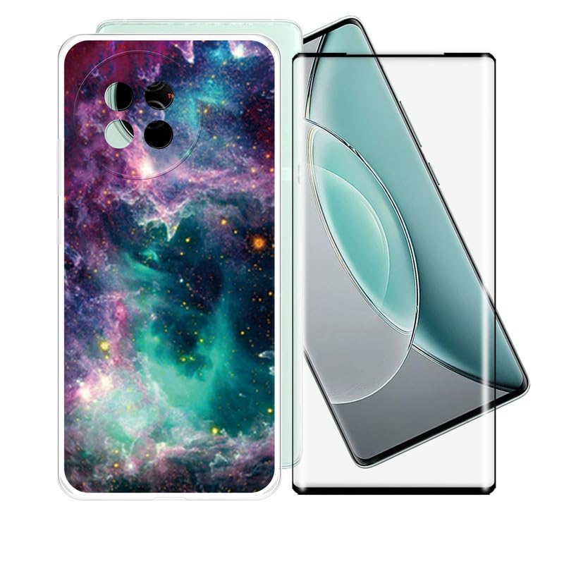 Case + Screen Protectors for Vivo X90s (5.50 Inches) Cover Transparent Soft Silicone TPU Mobile Phone Case Protective Bumper - Tempered Film - Romance A