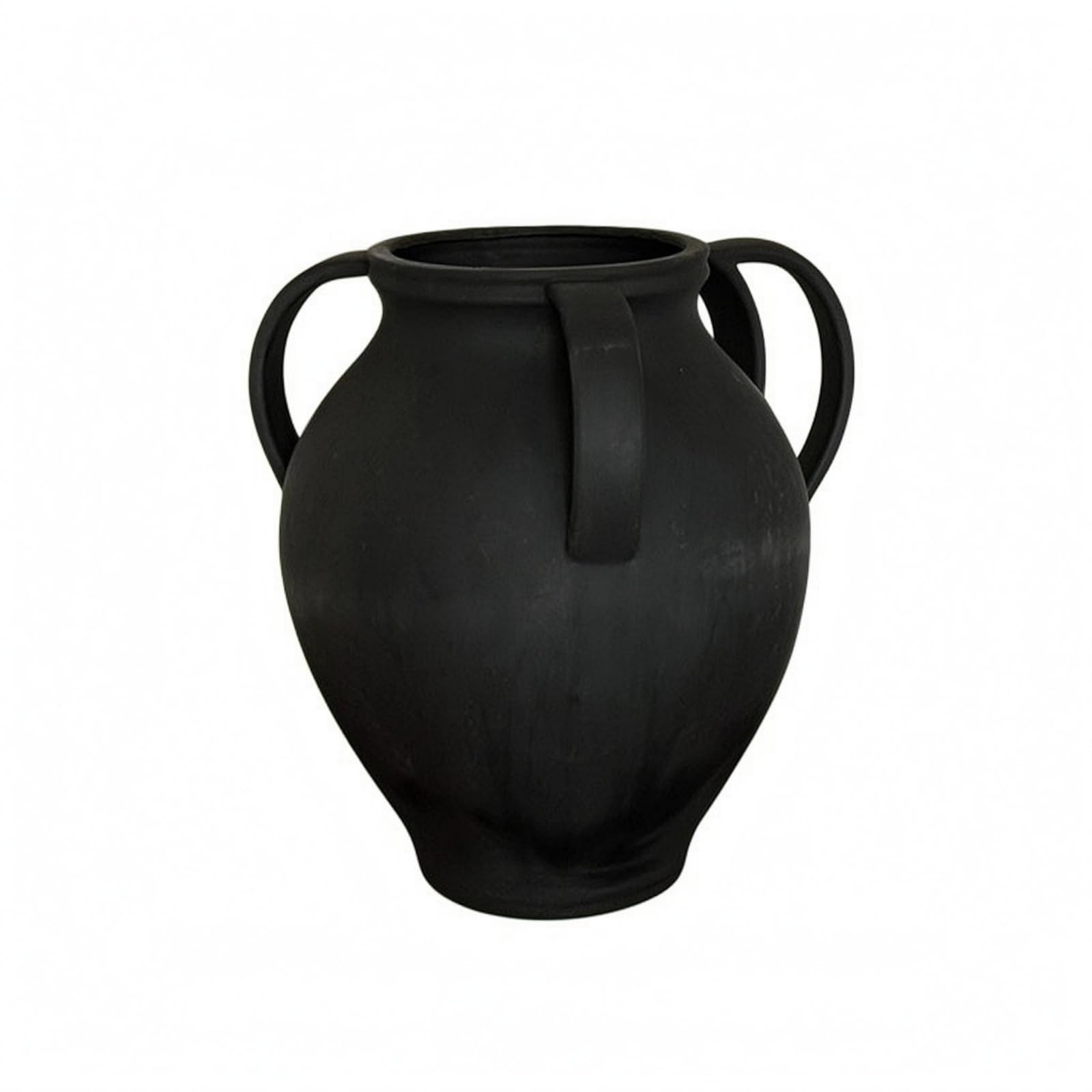 F Fityle Jarrón de Cerámica Jarrón Florero Vasija Centro de Mesa con Forma Redondeada Textura Artesanal Que Aporta Acabado Mate Adecuado para Flores Secas y Artificiales Salón Mesa Recibidor, Negro